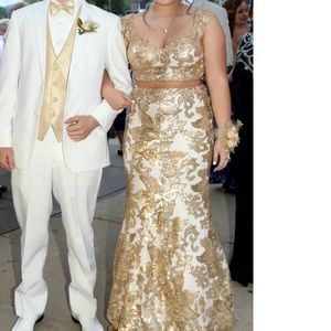 COPY - White and Gold Prom Dress